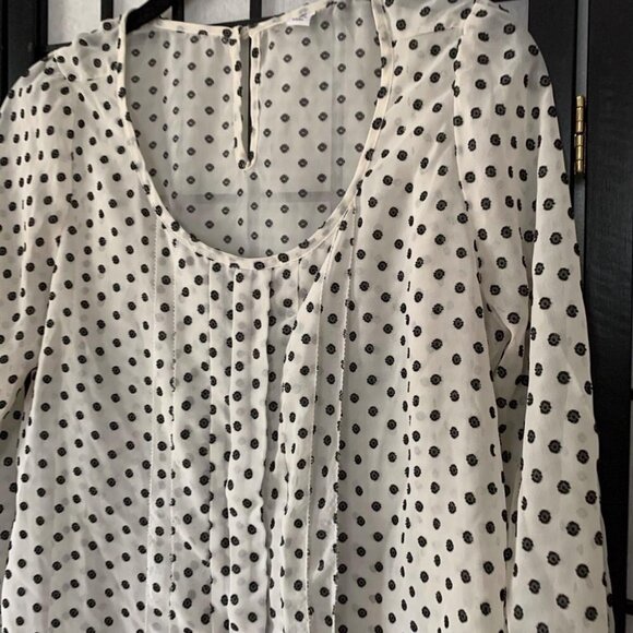 Anthropologie White & Black Polkadot Blouse - Picture 5 of 8